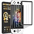 [4 Pack] daydayup Tempered Glass Screen Protector Compatible with Nintendo Switch OLED Model 2021 - with [Alignment Frame] Tr