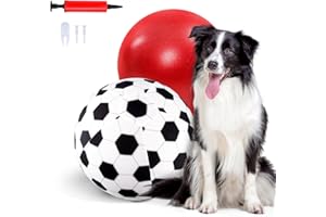 Juome Herding Ball for Dogs, 10" Dog Herding Balls with Soccer Cloth Cover Hand Pump, Interactive Dog Toys for Small & Medium Dogs