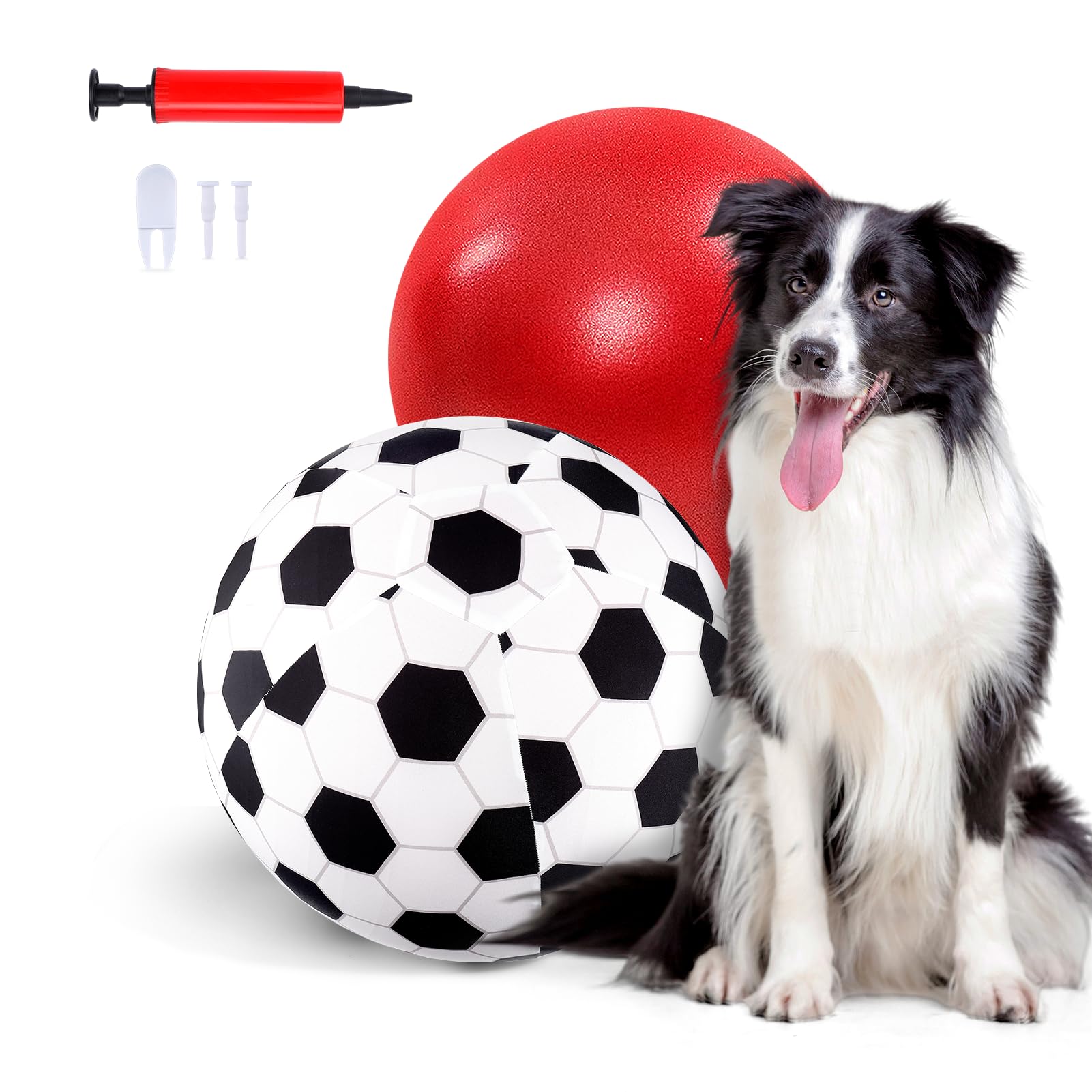 Photo 1 of Juome Herding Ball for Dogs, 10" Dog Herding Balls with Soccer Cloth Cover Hand Pump, Interactive Dog Toys for Small & Medium Dogs