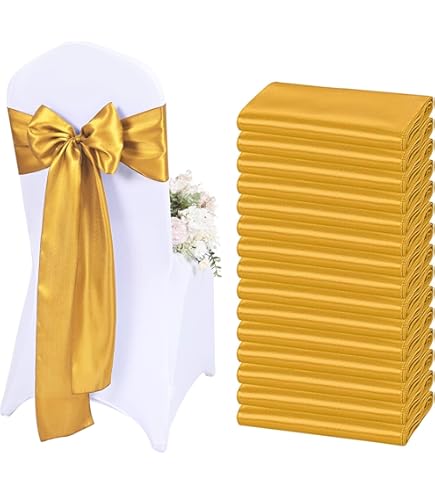 WELMATCH - Lazos De Satén Amarillo Para Silla, 50 Unidades