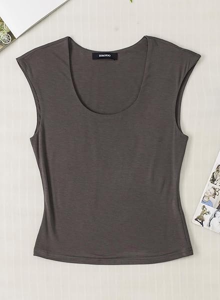 DOKOTOO SEXY TOPS FOR WOMEN SCOOP NECK 2024 TANK TOPS FOR WOMEN SLEEVELESS CAMI SOFT SHIRT WOMENS TANK TOPS GREY SMALL