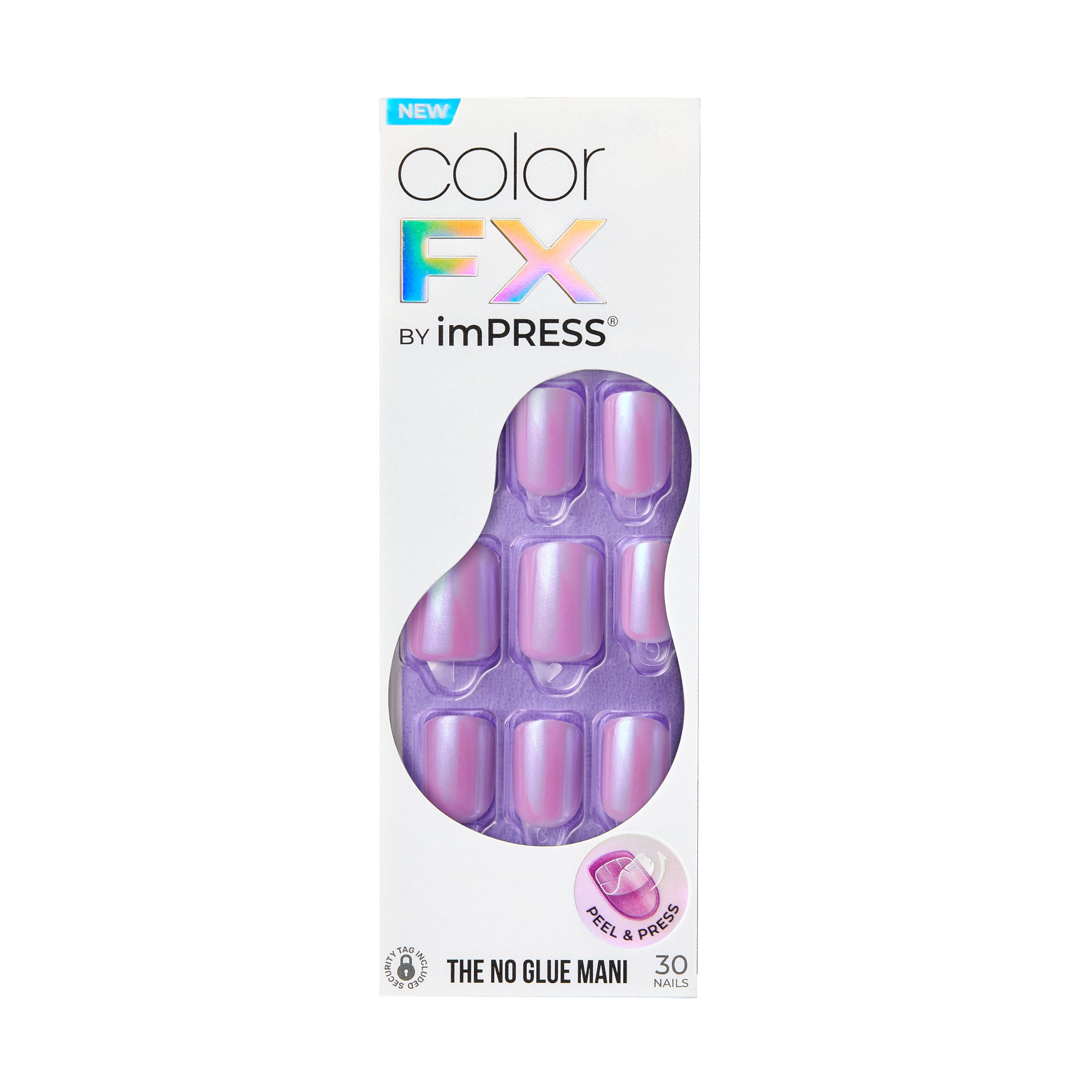 KISS imPRESS No Glue Mani Press-On Nails, Color FX, 'Wonder', Dark Purple, Short Size, Squoval Shape, Includes 30 Nails, Prep Pad, Instructions Sheet, 1 Manicure Stick, 1 Mini File - Image 9