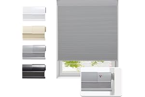 Tonature No Drill Cellular Shades for Indoor Windows, Thermal Insulating & Noise Reducing Honeycomb Blinds, Free Stop Cordless Blackout Shades, Grey, 22" W x 64" H