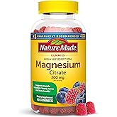 Nature Made High Absorption Magnesium Citrate 200 mg per serving, Magnesium Supplement for Muscle, Nerve, Bone and Heart Support, 60 Magnesium Gummies, 30 Day Supply