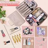HCFGS Travel Makeup Bag with Brushes Holder & Detachable Pouch Pink view 2