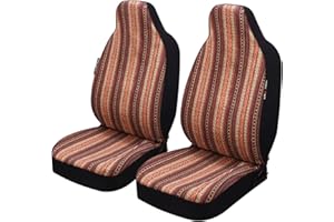 P&J AUTO P&J Baja Blanket High Back Car Seat Covers African Designs Integrated Bucket Universal Size Fit for Most Cars SUVs Trucks Vans Woven and Comfortable Fabric Front Pair 2pcs Yellow Color…