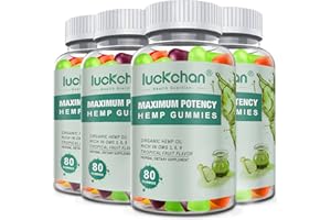 LUCKCHAN (4 Packs) Hemp Gummies High Potency for Sleep, Pain, Anxiety- Pure Extra Strength Organic Hеmp Oil Gummies - 100% Natural Bear Hemp Gummy for Adults