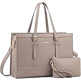 LOVEVOOK Laptop Bag for Women,15.6 inch Laptop Tote Bag Waterproof PU Leather Computer Bag Work Bags for Business Office, Large Capacity Laptop Purse Professional Work Tote Black