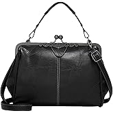 CIVECHOL Purses for Women Vegan Leather Women's Handbag Crossbody with Kiss Lock Satchel Evening Clutch Purse Vintage Tote