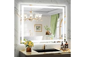 YEELAIT 44x36 Inch LED Bathroom Mirror with Lights Front and Backlit Lighted Vanity Mirror for Bathroom Wall with 3 Colors Dimmable Anti-Fog Memory Shatter-Proof IP54 Waterproof Horizontal/Vertical