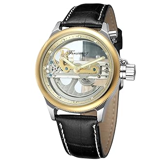 FORSINING Men's Brand Automatic Mechanical Leather Strap Skeleton Analog Display Watch