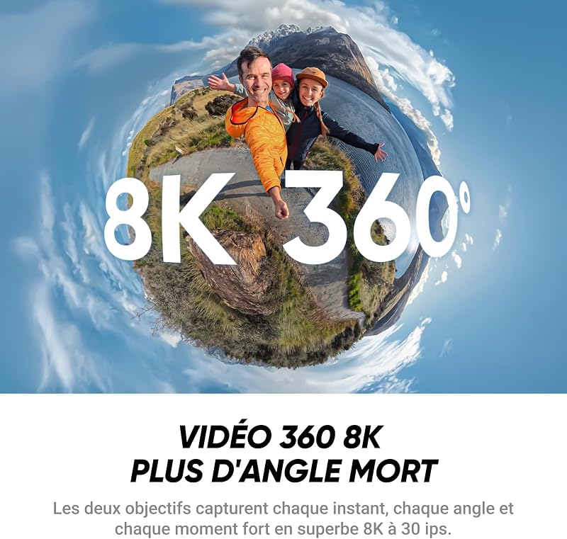 X4 Air Pack Démarrage Noir - Caméra 360 8K, Légère 165 g