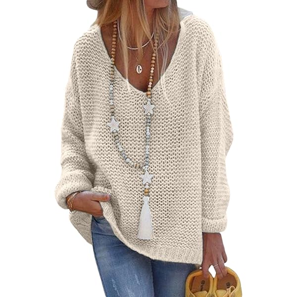 Sweaters for Women V Neck Oversized Lightweight Casual Long Sleeve