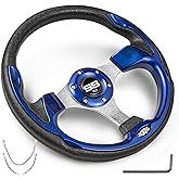 NOKINS 12.5" Universal Golf Cart Steering Wheel, Fit EZGO TXT/RXV/Club Car DS/Precedent/Yamaha, Most Golf Carts (Blue)