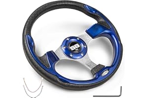 NOKINS 12.5" Universal Golf Cart Steering Wheel, Fit EZGO TXT/RXV/Club Car DS/Precedent/Yamaha, Most Golf Carts (Blue)