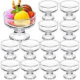 12 Pcs Glass Ice Cream Bowls Set 9 oz Mini Dessert Bowls Small Clear Ice Cream Cups Parfait Sundae Trifle Bowl Footed Glass Dessert Cups Serving Dishes for Nuts Fruit Pudding Snack Cereal Party Favors