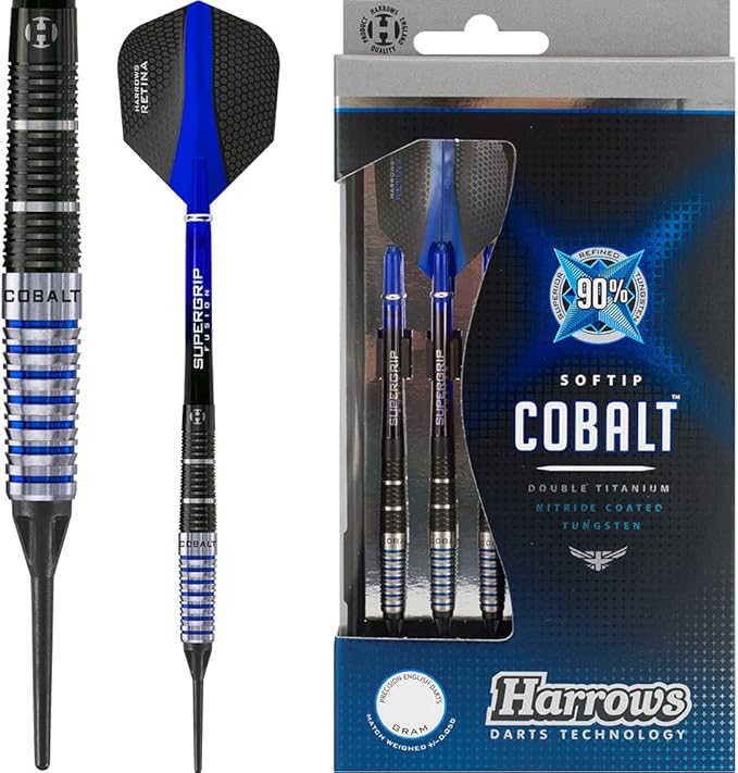 Harrows Cobalt Darts Soft Tip Tungsten 18g With Darts Corner