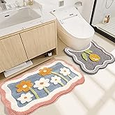 Bathroom Rug Set 2 Piece, Soft Pink Cute Bath Mat and U-Shaped Contour Toilet Rug, Absorbent Microfiber Plush Bath Rug Set, Non-Slip Bath Carpet, Machine Washable, 32x20 Plus 22x20