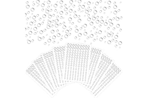 OBSUMMOY 1296 Pieces Clear Dewdrop Droplets Stickers Self-Adhesive Round Water Drops Embellishments Flatback Resin Beads for DIY Scrapbooking Crafts Card Making Decor Accessories