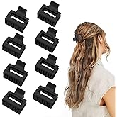 Claw Hair Clips for Women and Girls, 2" Matte Rectangle Clips for Thin or Thick Hair, Nonslip Hair Jaw Clips (8pcs Black)