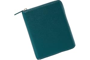 Moterm Zippered Leather Cover for A6-Notebooks - Fits Hobonichi Original, Stalogy and Midori MD Planners (Pebbled-Deep Teal)