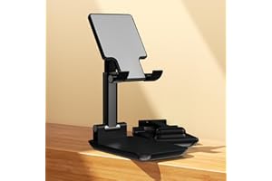 Cell Phone Stand,Adjustable Angle Height Phone Stand for Desk,Fully Foldable/Portable Phone Holder with Silicon Pad for iPhon