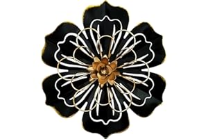 PICFARCE Metal Flower Wall Art Decor, 8.3" Rustic Modern Floral Sculpture, Distressed Iron Wall Hanging Home Decoration Accent Artworks for Indoor Kitchen Bedroom Living Room Office Outdoor Garden Patio - 06