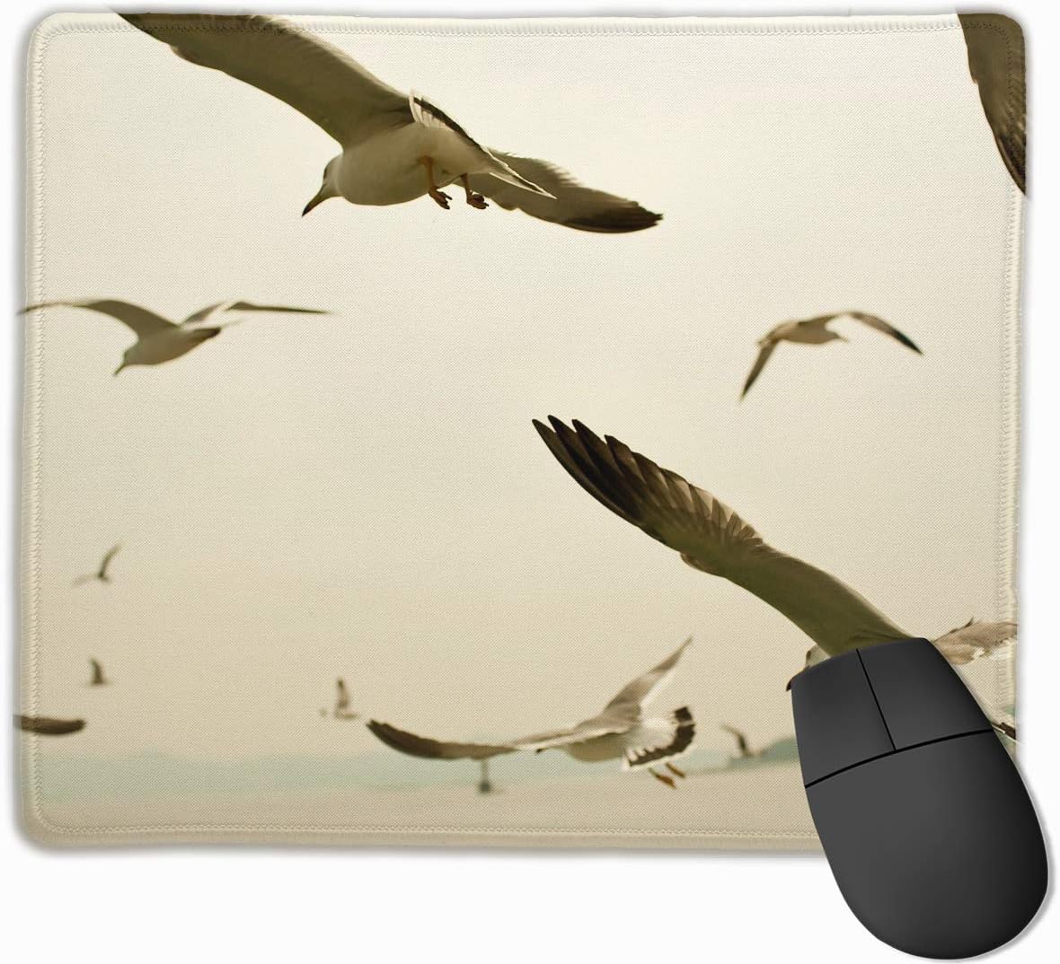 Professional Gaming Mouse Pads Seagull Bird Laptop Pad Non-Slip Rubber Stitched Edges 18X22cm