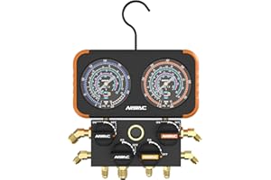 NAVAC N4A4H Manifold Gauge | Class 1.0 Accuracy | Impact-Resistant HVAC Gauge | Aluminum Body and Rubber Cover | Easy-to-Read