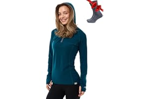 Merino.tech Merino Wool Hoodie Women - Slim Fit 100% Merino Wool Base Layer Women Half Zip Thermal Long Sleeve Shirt