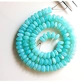 RARE GEMSTONE | Blue Peruvian Opal Gemstone Plain Roundels Beads 12 Inch Strand Size - 6 MM Gemstone Making Jewelry | Blue Opal Beads (60+ Beads) [FSKU-21]