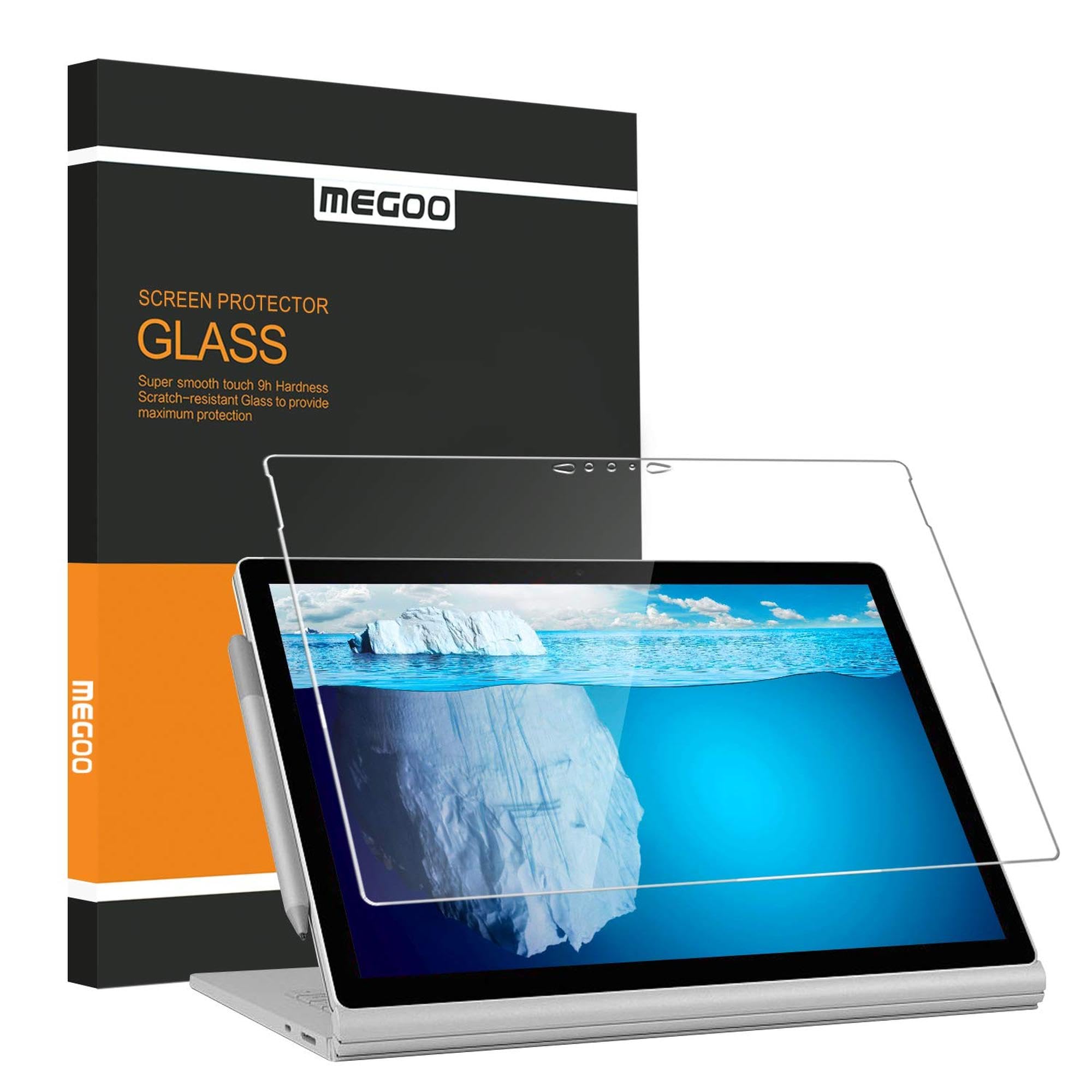 Megoo Screen Protector for Surface Book 2/3 15 Inch, Tempered Glass/Easy Installation/Scratch resistant, Compatible with Microsoft Surface Pen