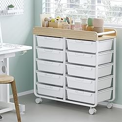 Rolling Storage Cart with 10 Large Drawers, Utility