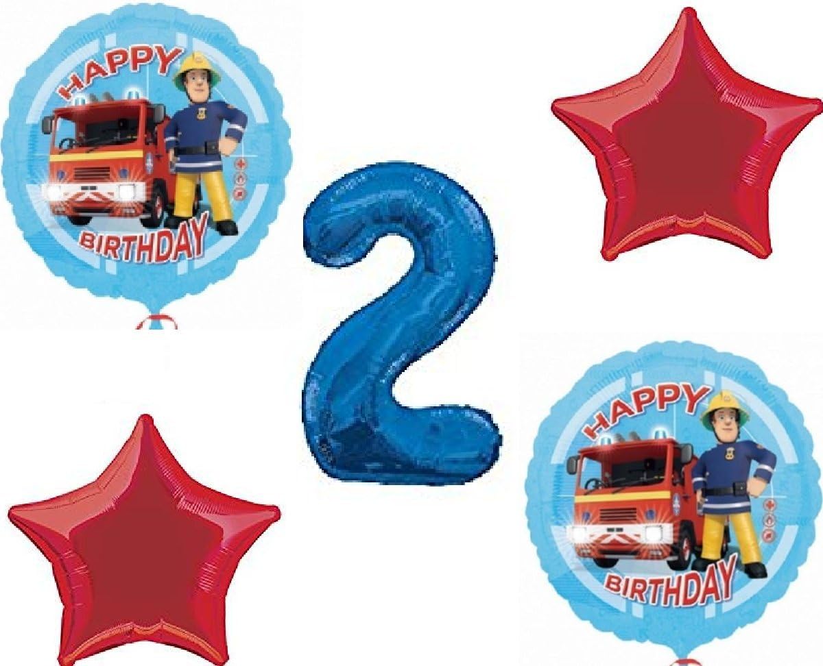 Fireman Sam 5pk Balloon Bouquet 2nd Birthday Party