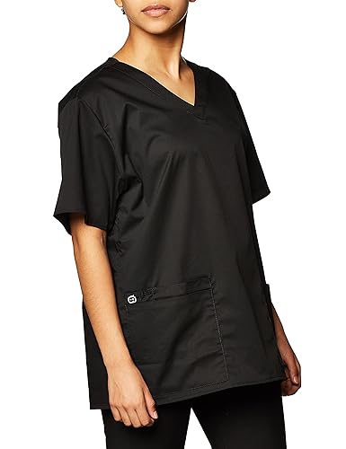 Wink WonderWORK Scrubs for Women, V-Neck Scrub Tops Black in