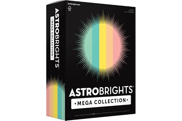 Astrobrights Mega Collection, Colored Paper, Punchy Pastel 5-Color Assortment, 625 Sheets, 24 lb./89 GSM, 8.5" x 11" - More S