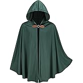 HAPNBCELE Adults Medieval Cloak with Hood, Renaissance Cape Costume Halloween Wizard Cosplay LARP Renaissance Fair RPG Party