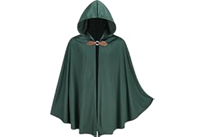HAPNBCELE Men's Medieval Cloak with Hood, Renaissance Cape Adult Womens Velvet Halloween Party