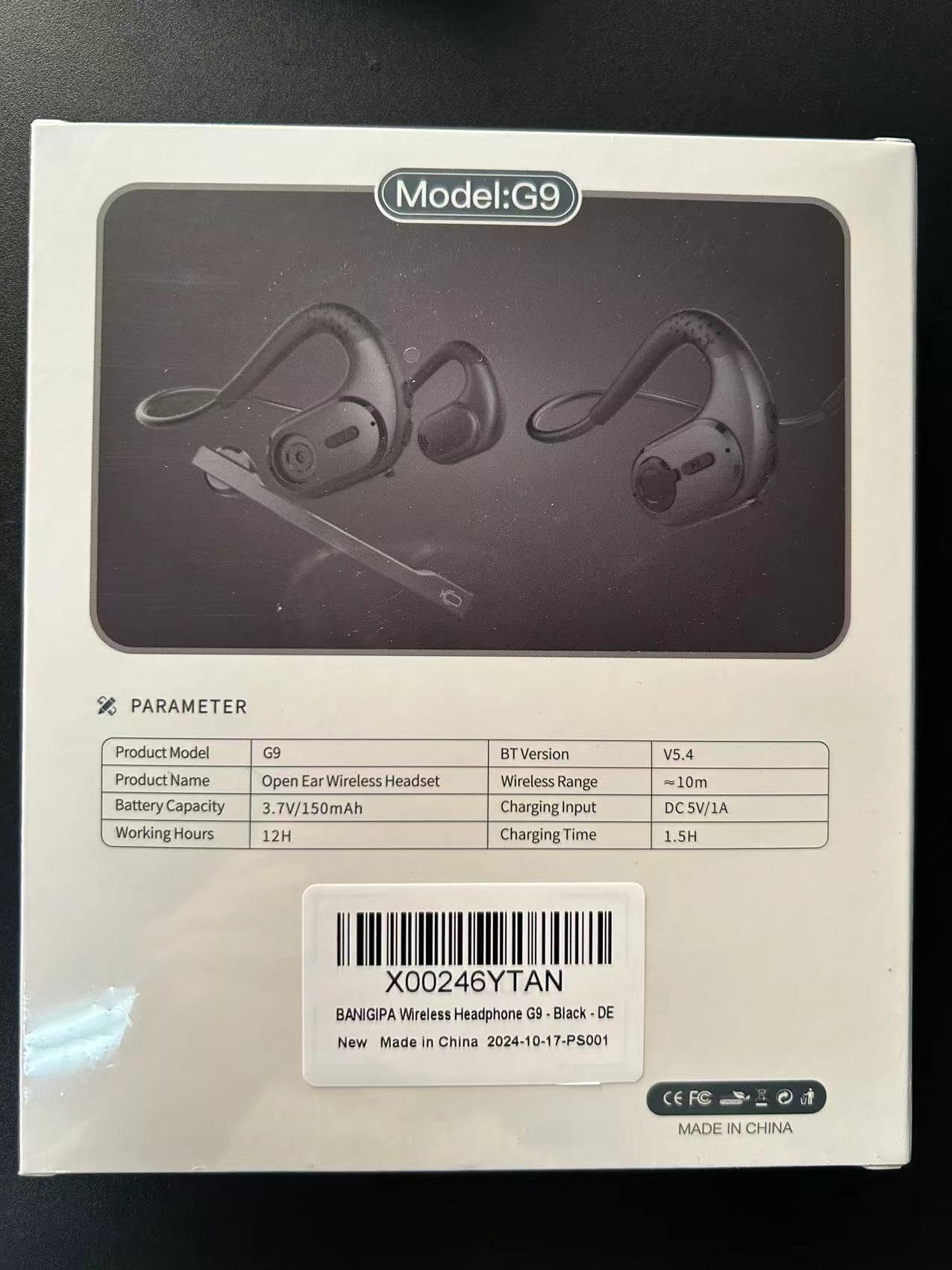 BANIGIPA Bluetooth Headset with Removable Microphone, Noise Cancelling Wireless Headset for Phones Laptop Computer PC, Open Ear Headphones for Office Meeting Running Cycling Driving Working-12 Hrs