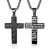 ZRAY American Flag Cross Necklace for Men Stainless Steel Chain 24inch Bible Verse Pendant Patriotic Jewelry Inspirational Christian Gift for Men