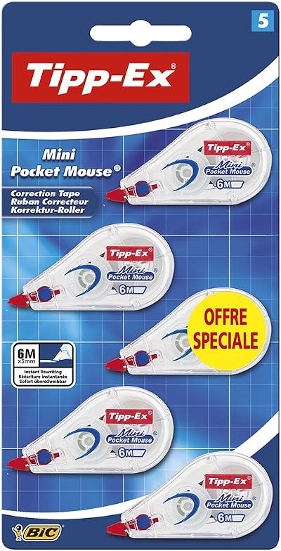 Tipp-Ex Mini Pocket Mouse Correction Tape 5 Pack Blister 5mm x 6m