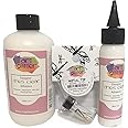 Art Institute Glitter Designer Dries Clear Adhesive Clear Glue Kit Bundle-3 Items 8oz,2oz and Metal Tip, Multicolored