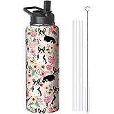 40oz Corgi Water Bottle with Handle and Flip Straw, Dog Animal Sports Stainless Steel Insulated Cup Travel Coffee Mug Tumbler, Birthday Mothers Day Chritmas Gifts for Women