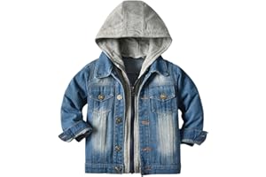 Kid Boys Girls Denim Jacket Long Sleeve Button Down Jeans Coat Cowboy Overcoat Hoodies Casual Outwear