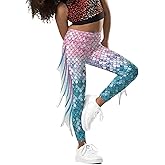 Mermaid Leggings for Girls Fish Scale Printing Yoga Pants Halloween Costume Tights Mermaid Birthday Outfit