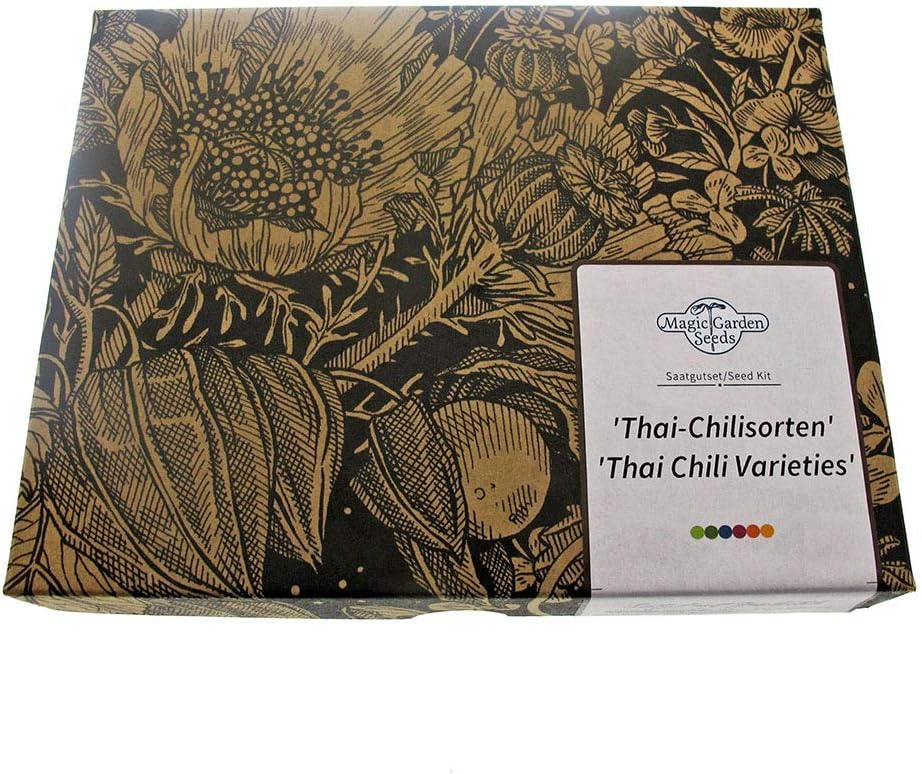 Thai Chilli Pepper Varieties - Seed kit gift box with 3 ultra hot chilli peppers for extra spicy Thai food