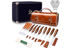 IMYMEE Deluxe Wood Carving Tools-Wood Carving Kit-Wood Carving Knife Set-Wood Whittling Kit for Beginners-Whittling Knife-Wood Carving Tool Set with Large Leather Case