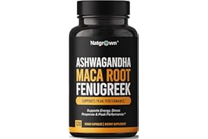Natgrown Ashwagandha Maca Root Fenugreek Extract Capsules Supplement for Men & Women - Vegan Pills - (120 Count)