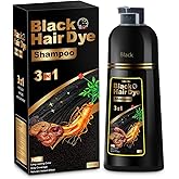 Sminktec Hair Dye Shampoo 3 in 1 for Gray Hair, Herbal Ingredients Natural Shampoo Hair Dye for Women Men (Black)