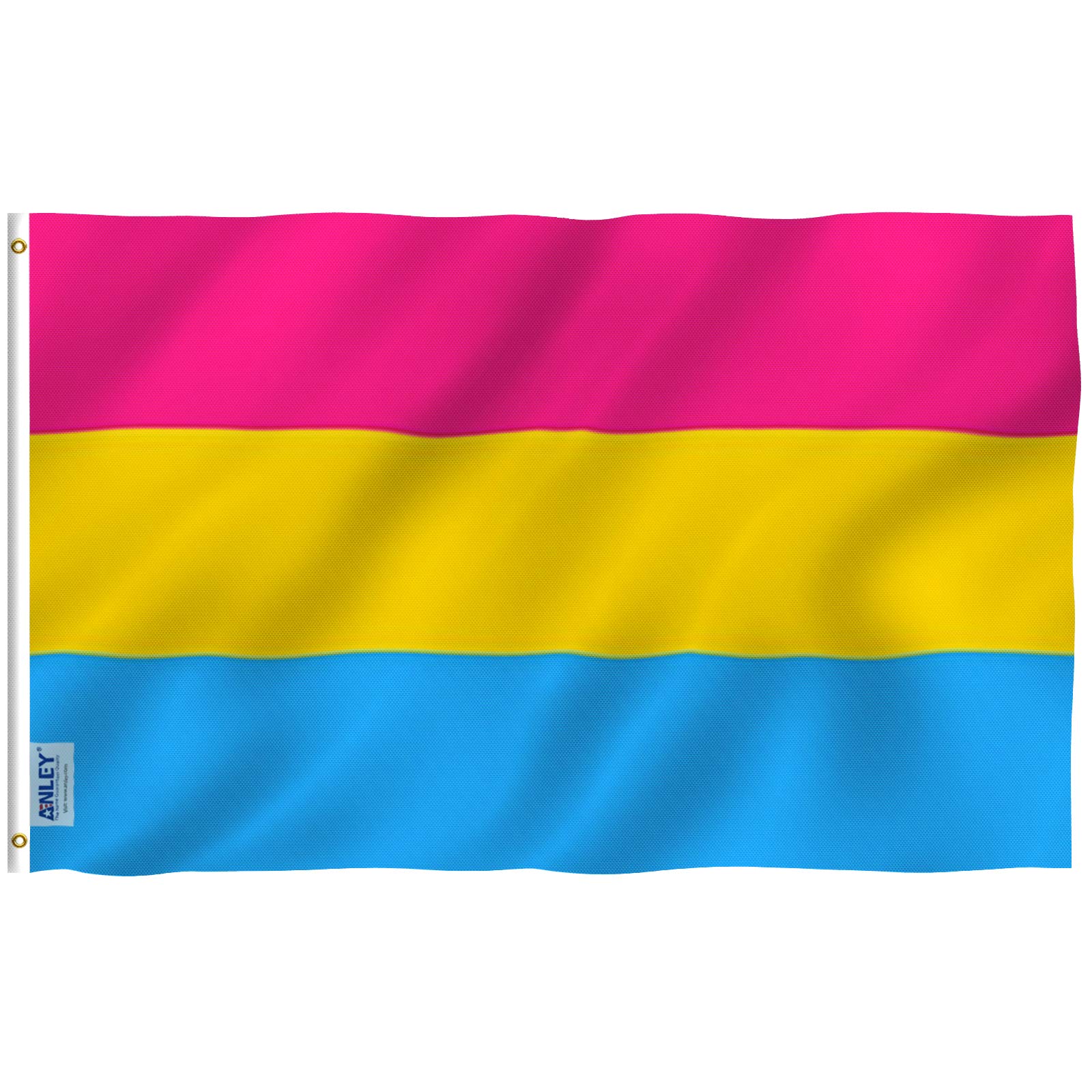 ANLEY Fly Breeze 3x5 Foot Pansexual Pride Flag - Vivid Color and UV Fade Resistant - Canvas Header and Double Stitched - Omnisexual LGBT Flags Polyester with Brass Grommets 3 X 5 Ft